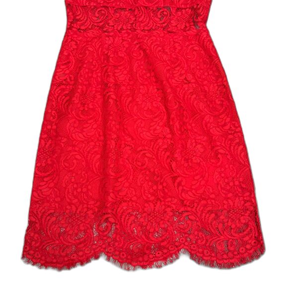 Saylor Jane‎ Mini Dress Bold Red Peekaboo Lace Sexy Date Night Cutout Size Small - Picture 5 of 10